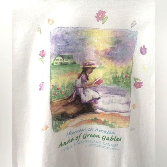 RARE VINTAGE Anne of Green Gables T-Shirt Junior L Y2K Tee Prince Edward Island - Picture 1 of 4